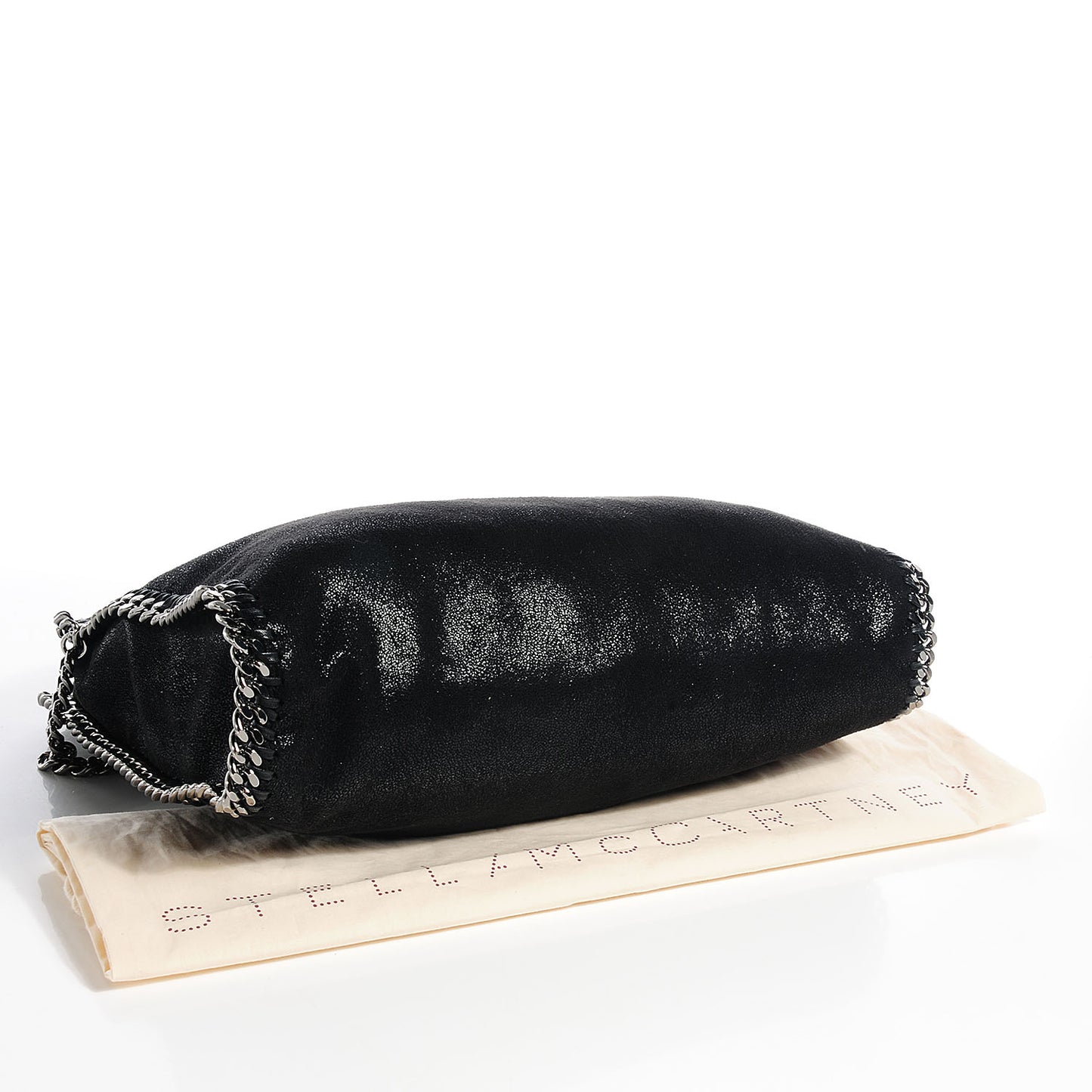 Faux Leather Shaggy Deer Falabella Fold Over Tote Black