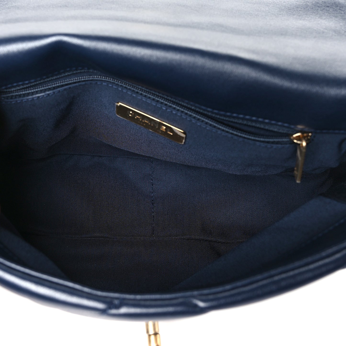 Lambskin Quilted Medium Chanel 19 Flap Navy Blue