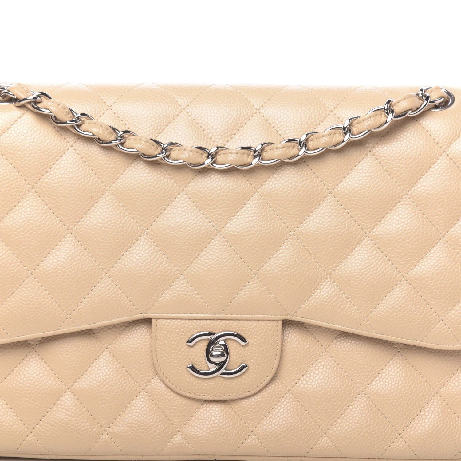 Chanel Caviar Quilted Jumbo Double Flap Beige 8 of 12