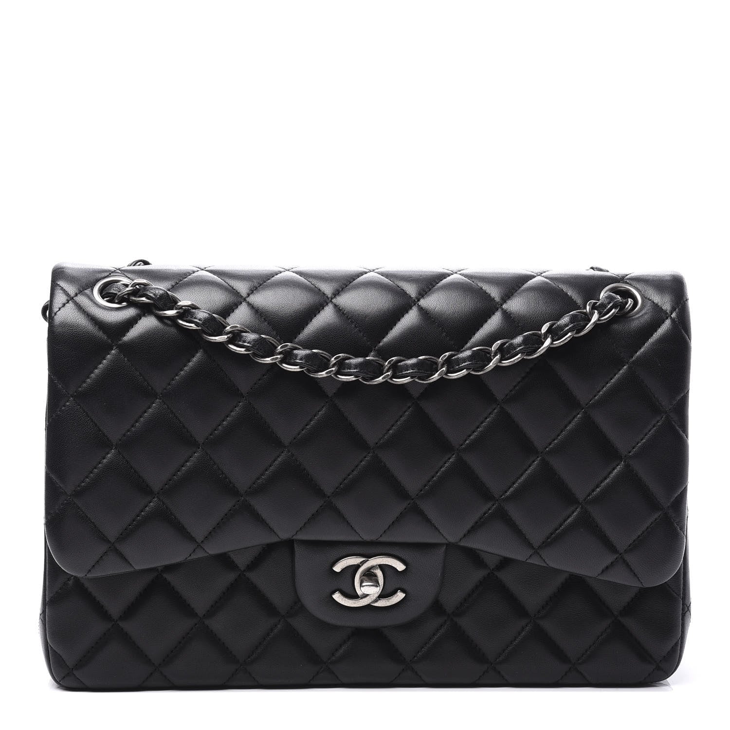 Chanel Lambskin Quilted Jumbo Double Flap Black 1 of 10