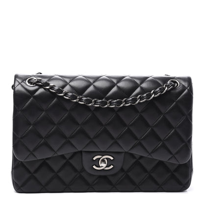 Chanel Lambskin Quilted Jumbo Double Flap Black 1 of 10