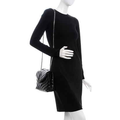 Saint Laurent Calfskin Y Quilted Monogram Small Loulou Chain Satchel Black 4 of 10