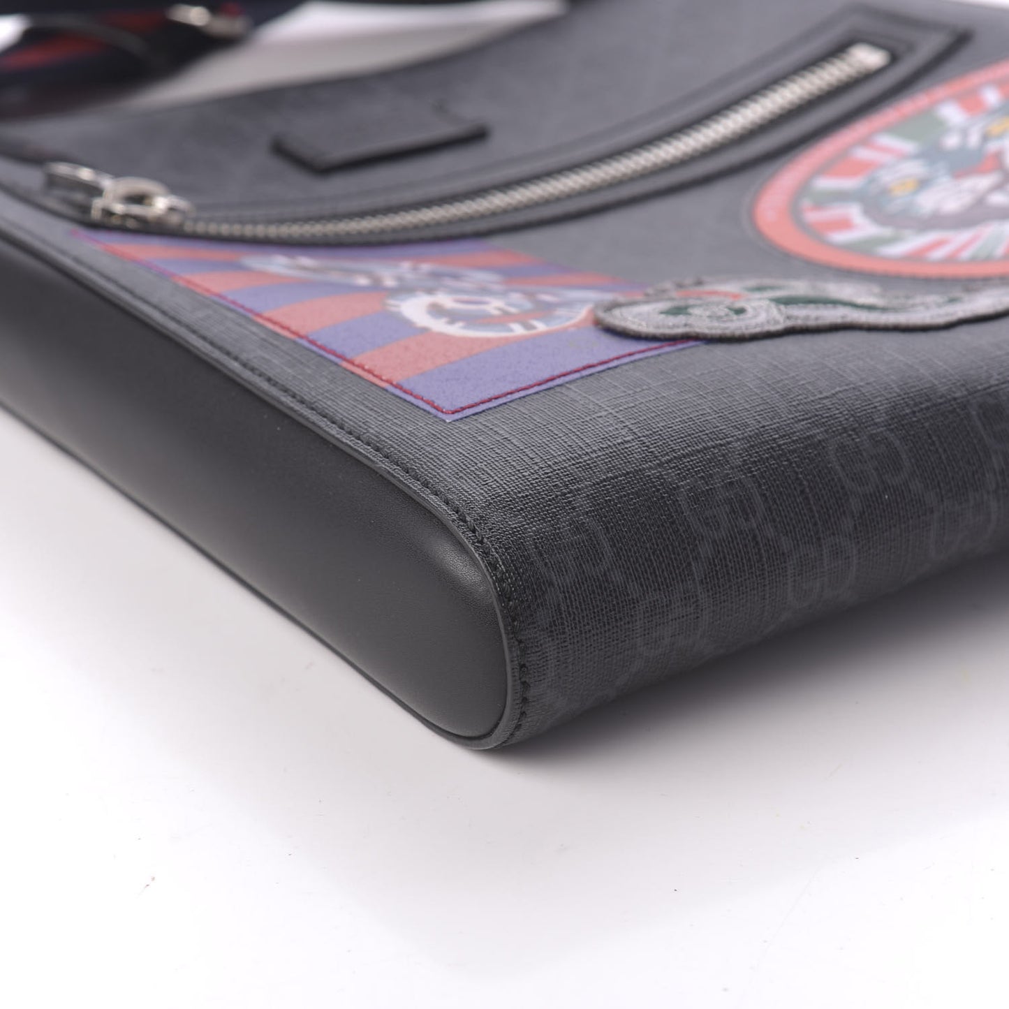GG Supreme Monogram Night Courrier Flat Messenger Bag Black Multicolor