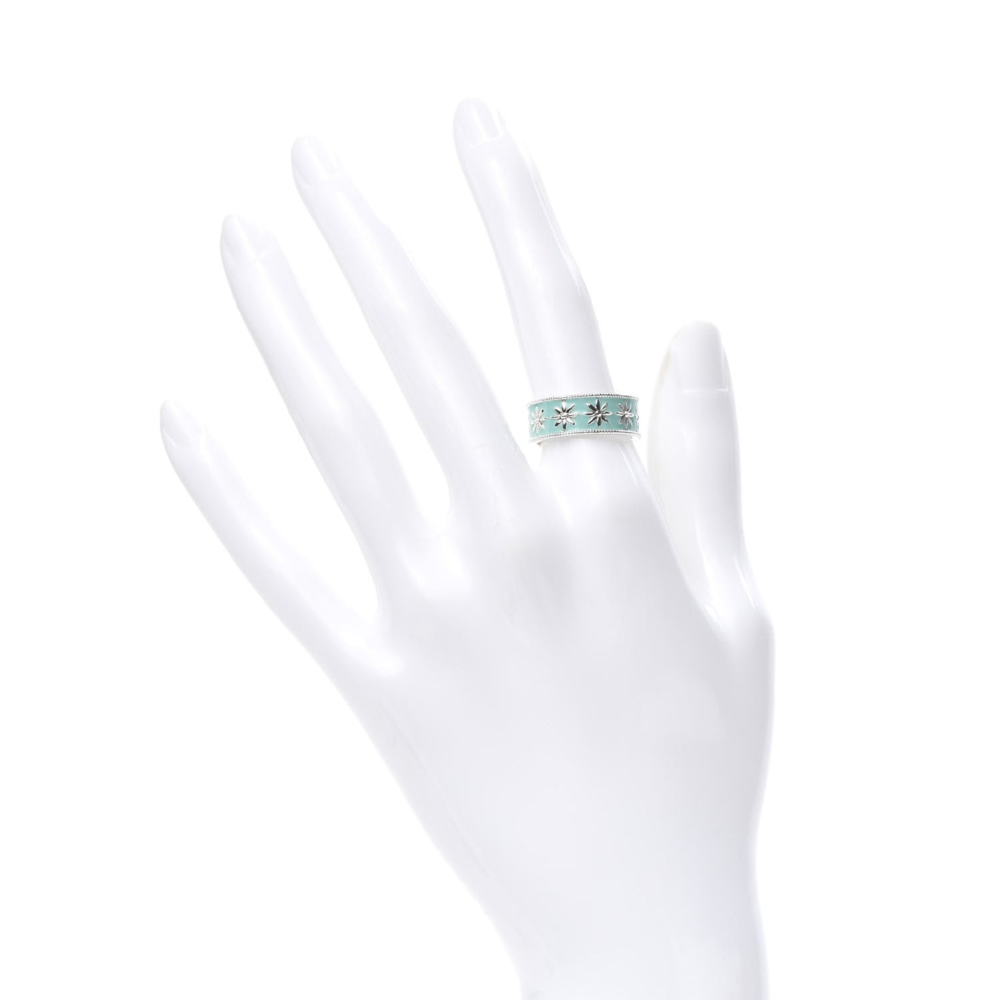 Sterling Silver Enamel Daisy Band Ring 53 6.25