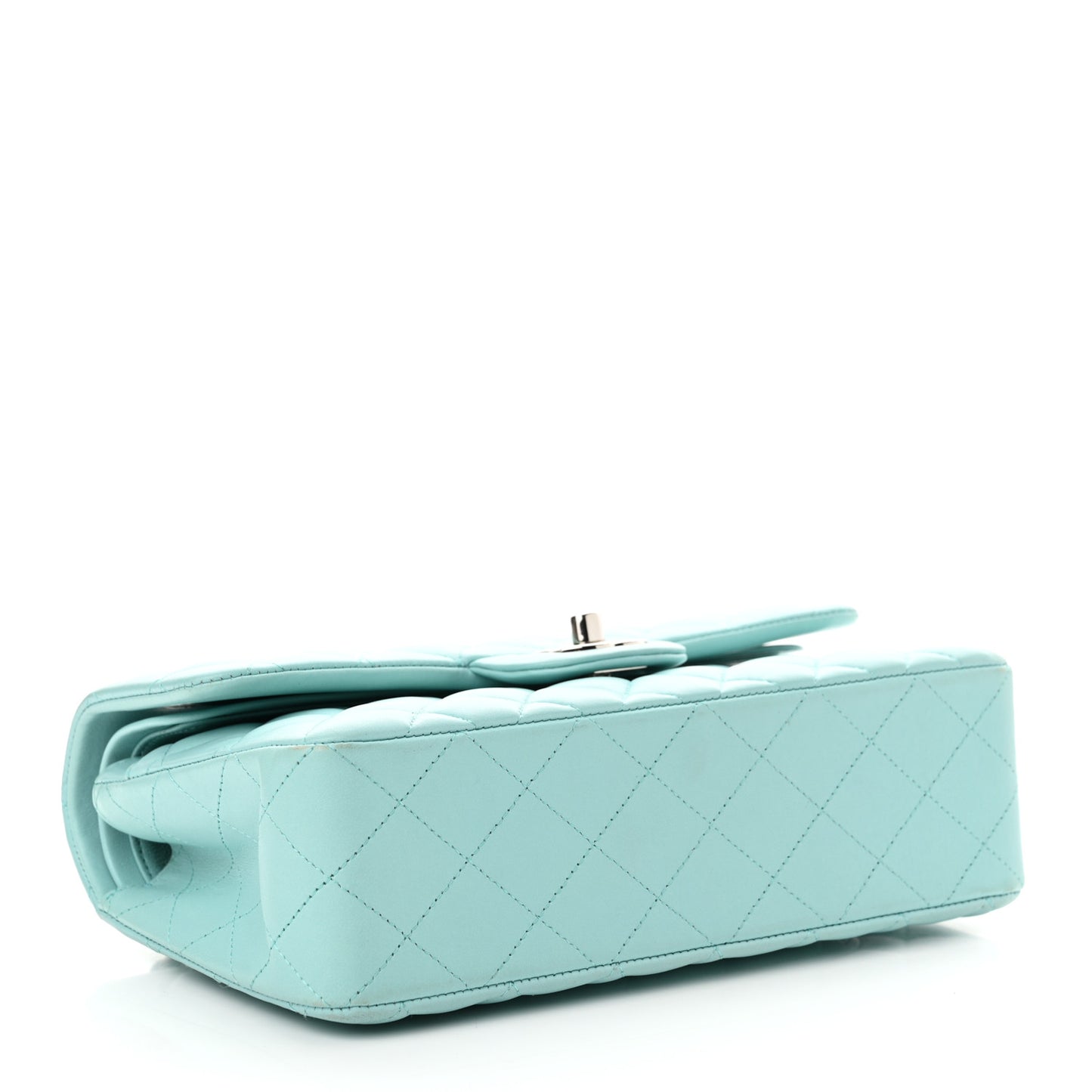 Lambskin Quilted Small Double Flap Light Blue