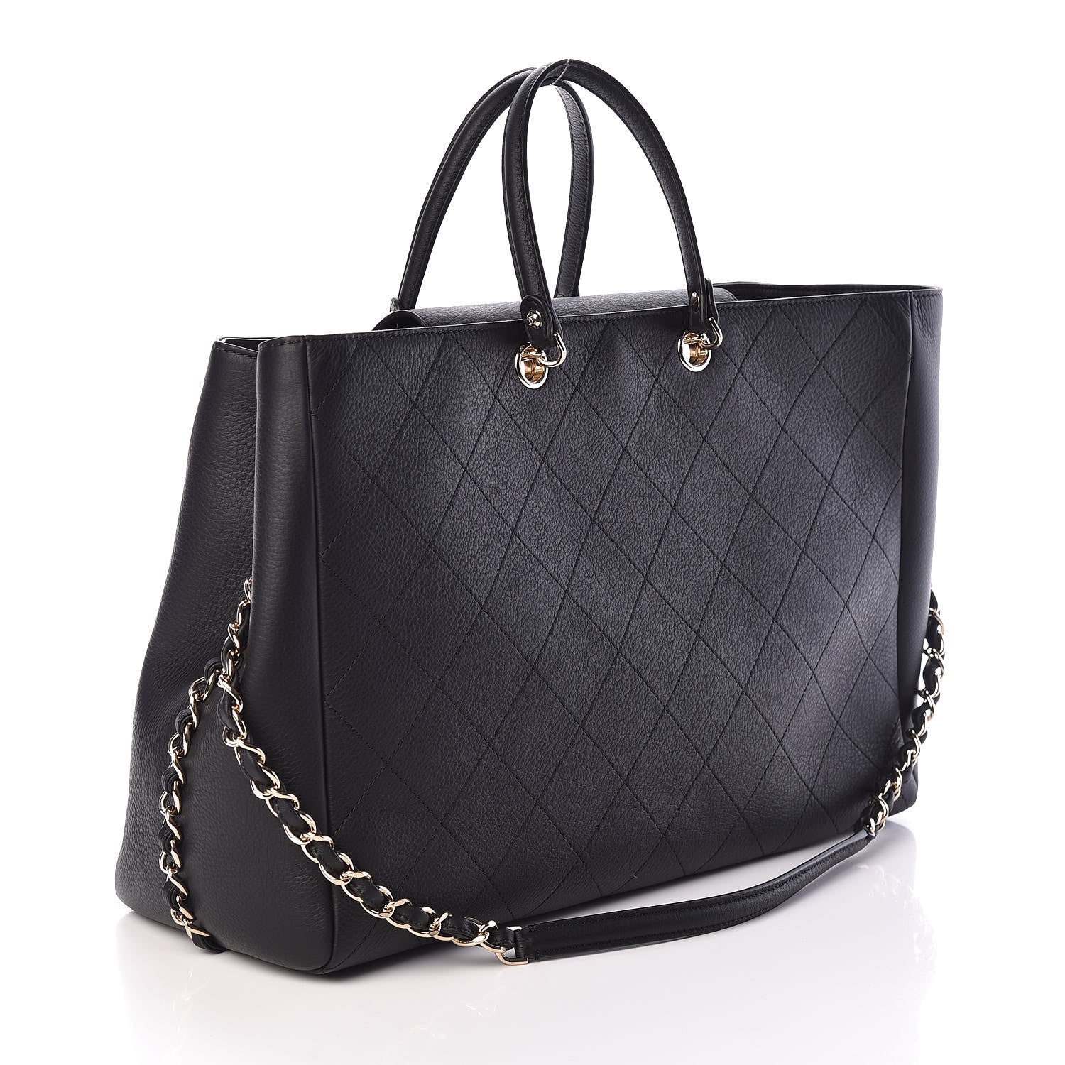 Chanel Bullskin Stitched Large Shopping Bag Black 3 of 9