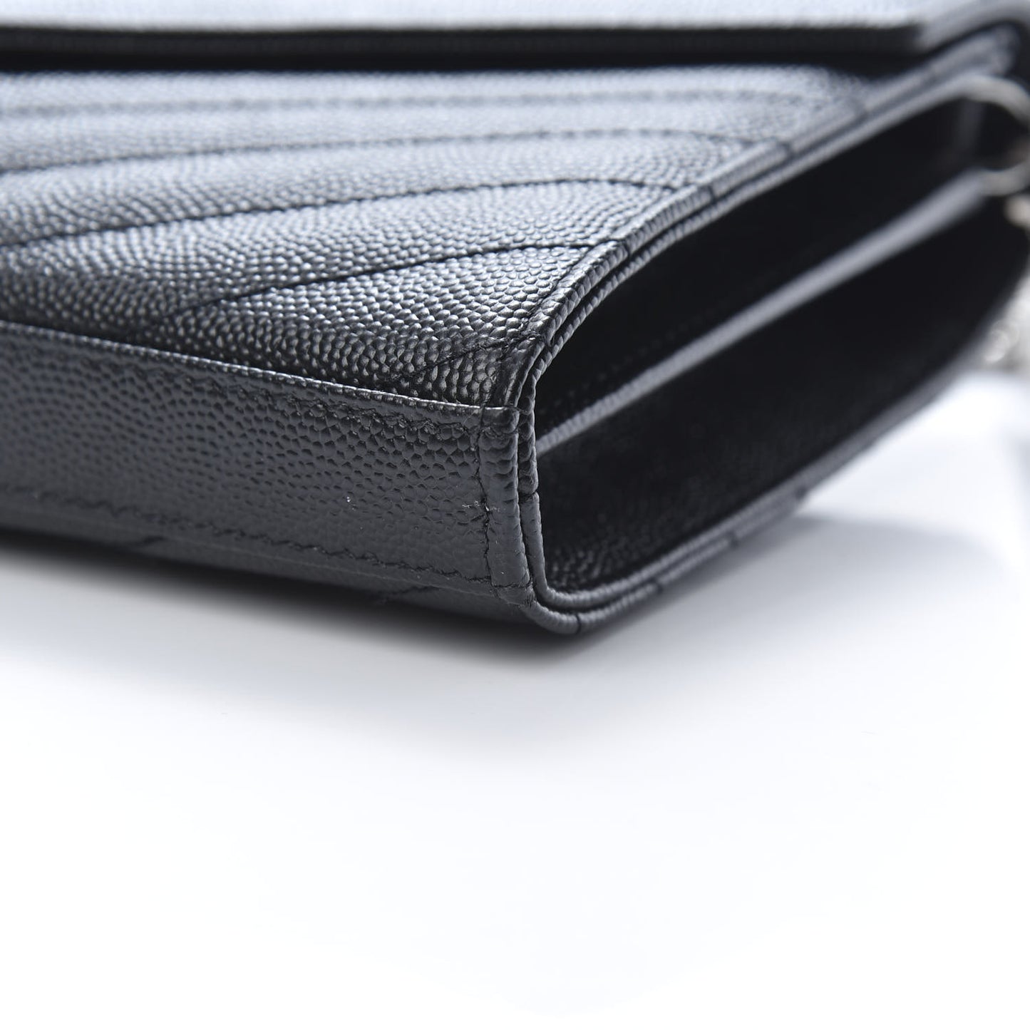 Grain De Poudre Matelasse Chevron Monogram Chain Wallet Black