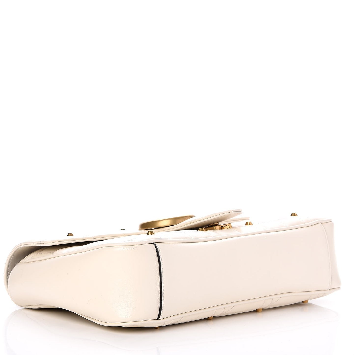 Calfskin Matelasse Studded Medium GG Marmont Shoulder Bag White