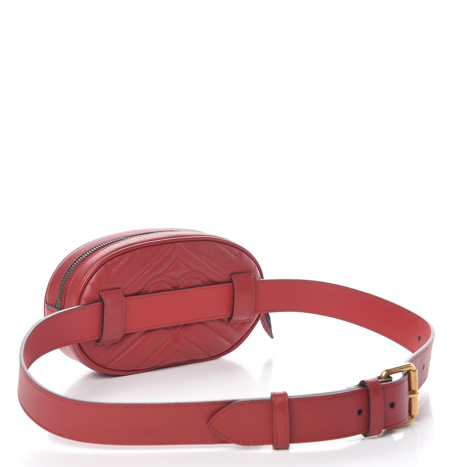 Gucci Calfskin Matelasse GG Marmont Belt Bag 85 34 Hibiscus Red 3 of 13