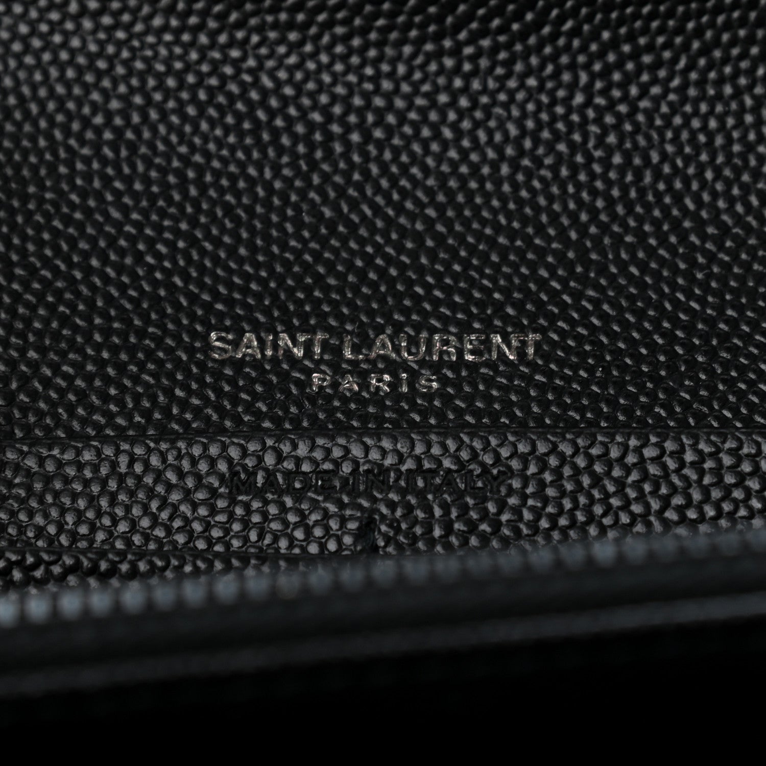Saint Laurent Grain De Poudre Matelasse Chevron Monogram Large Flap Wallet Black 6 of 7