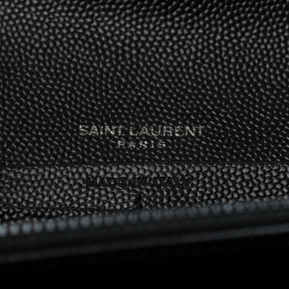 Saint Laurent Grain De Poudre Matelasse Chevron Monogram Large Flap Wallet Black 6 of 7