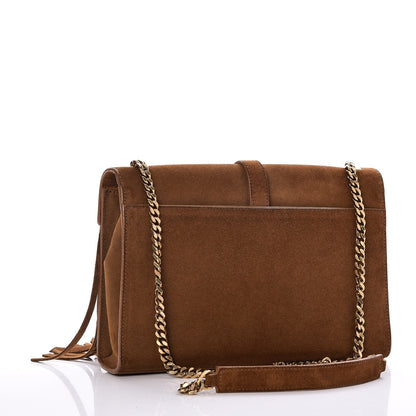 Saint Laurent Suede Fringe Medium Monogram Satchel Light Ocre 3 of 8
