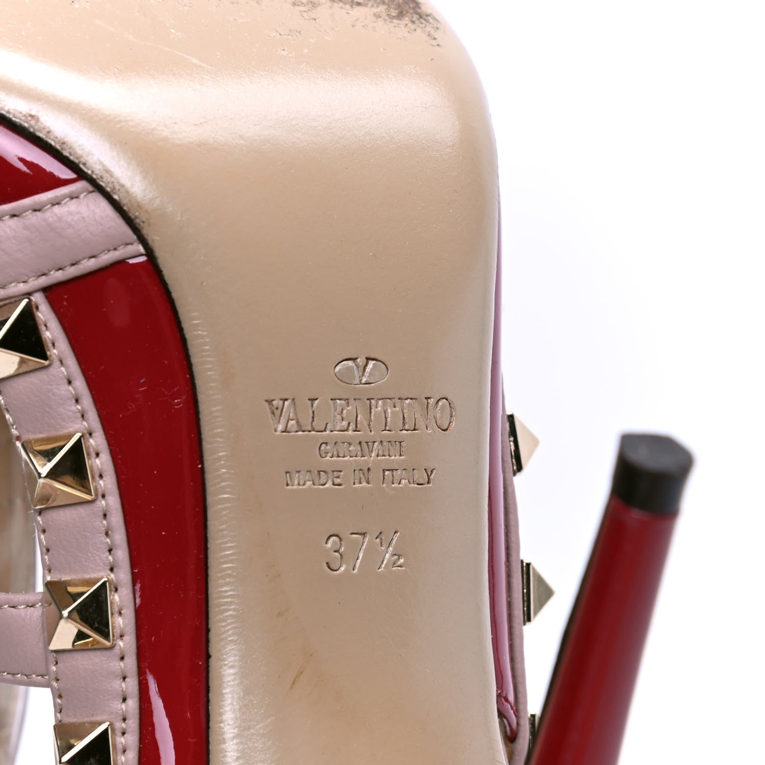 Valentino Garavani Patent Rockstud Ankle Strap 100mm Pumps 37.5 Rosso Valentino Poudre 5 of 6
