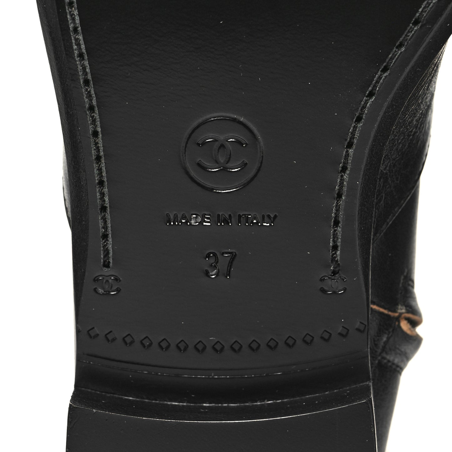 Aged Calfskin CC Ankle Boots 37 Black