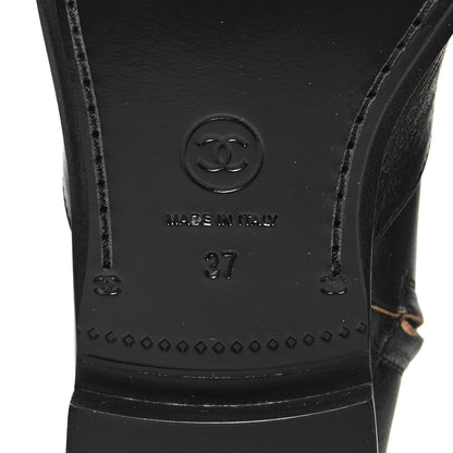 Chanel Aged Calfskin CC Ankle Boots 37 Black 7 of 8
