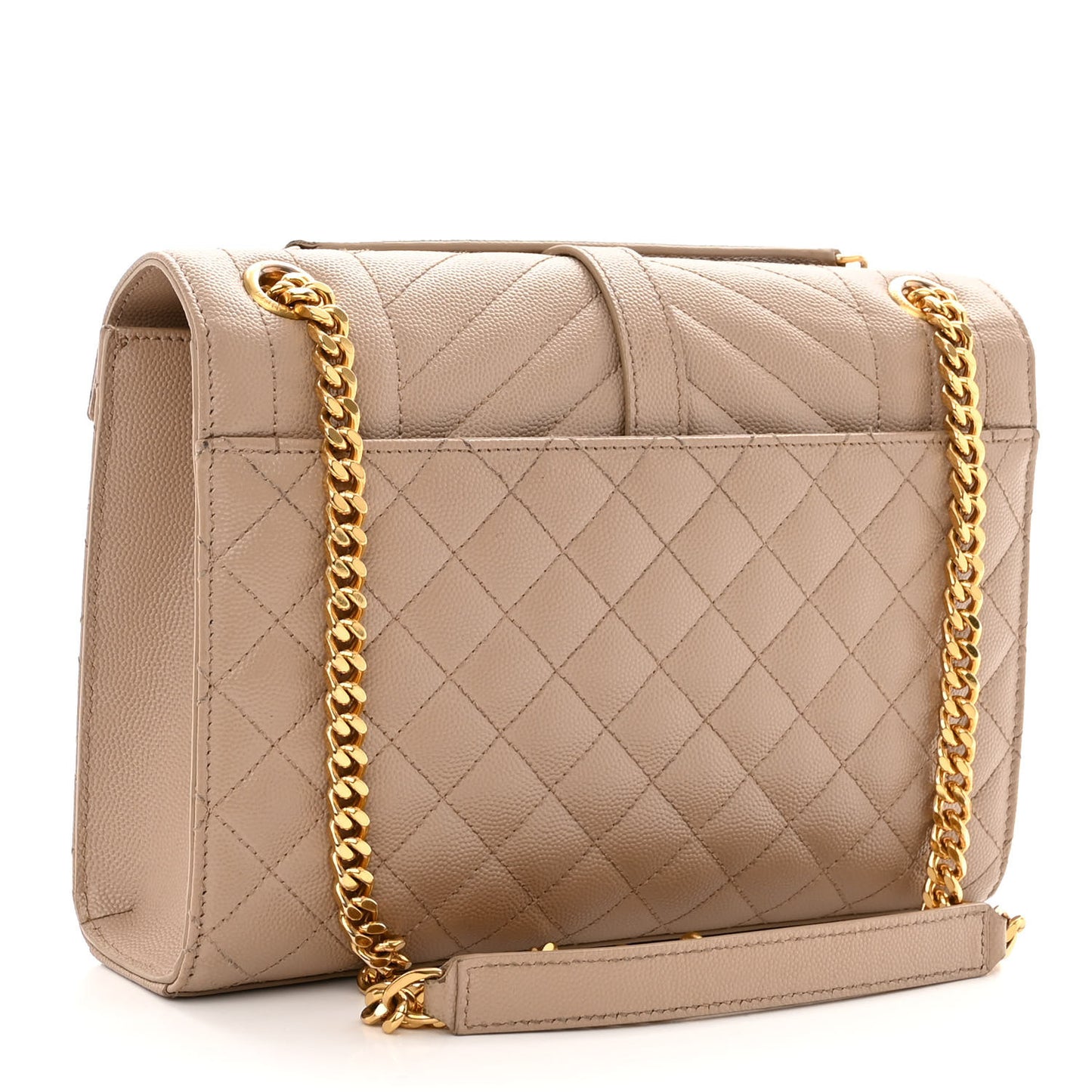 Grain De Poudre Textured Mixed Matelasse Medium Triquilt Monogram Satchel Dark Beige