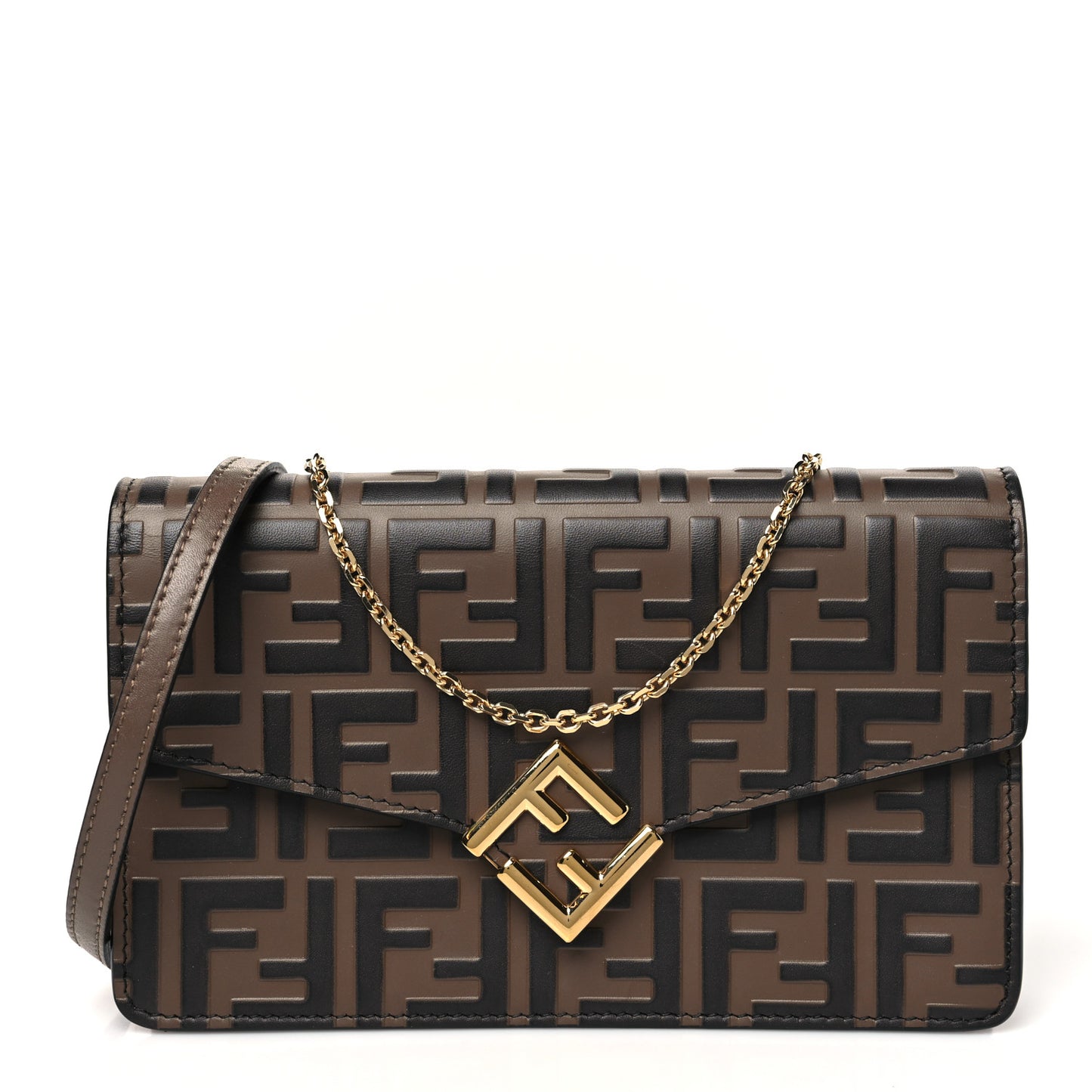Vitello Ceylon Bi-Color FF 1974 Embossed FF Diamonds Chain Wallet Maya Black
