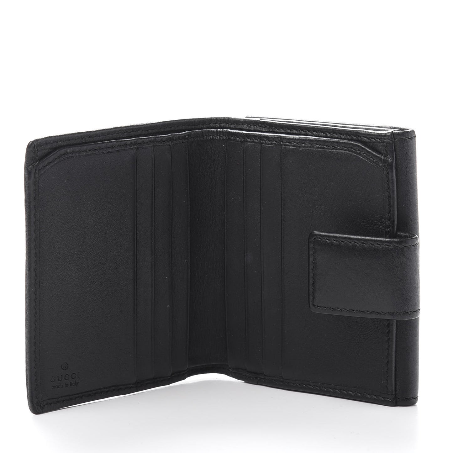 Calfskin Swarovski Crystal Mini GG Sparkling French Flap Wallet Black