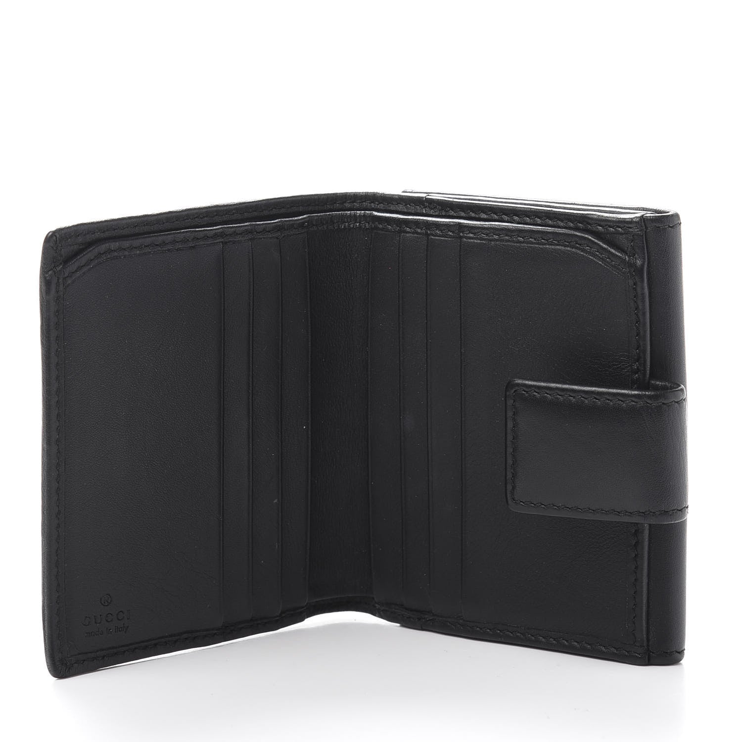 Gucci Calfskin Swarovski Crystal Mini GG Sparkling French Flap Wallet Black 6 of 12