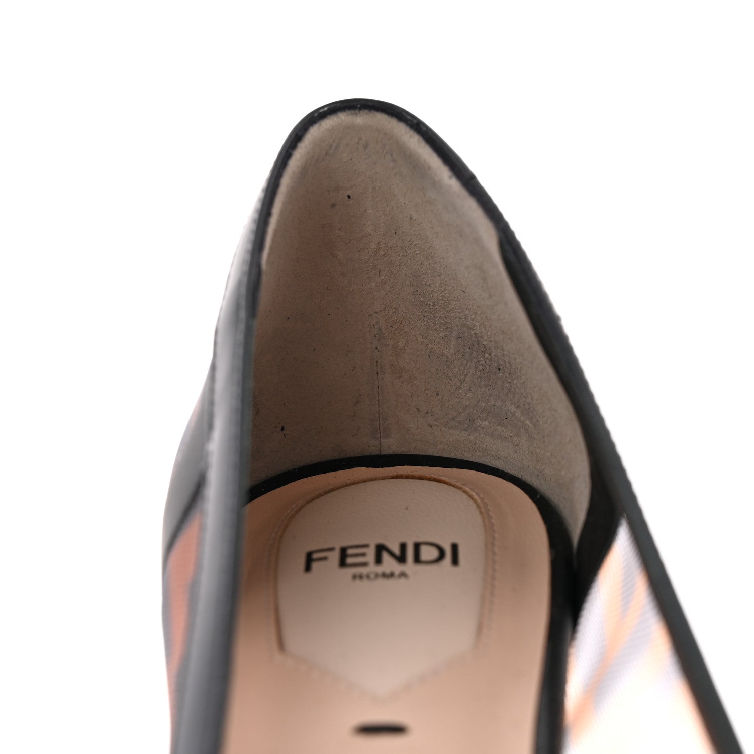 Fendi Technical Mesh Vitello Gommato FF Colibri 55mm Pumps 37.5 Tobacco Moro Black 16 of 16