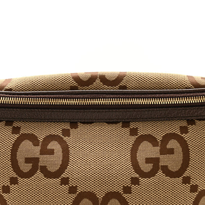 Gucci Monogram Jumbo GG Textured Dollar Calfskin Web Belt Bag Camel Ebony New Acero 8 of 12