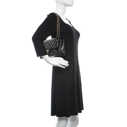 Chanel Lambskin Quilted Studded Medium Double Flap Black 2 of 11