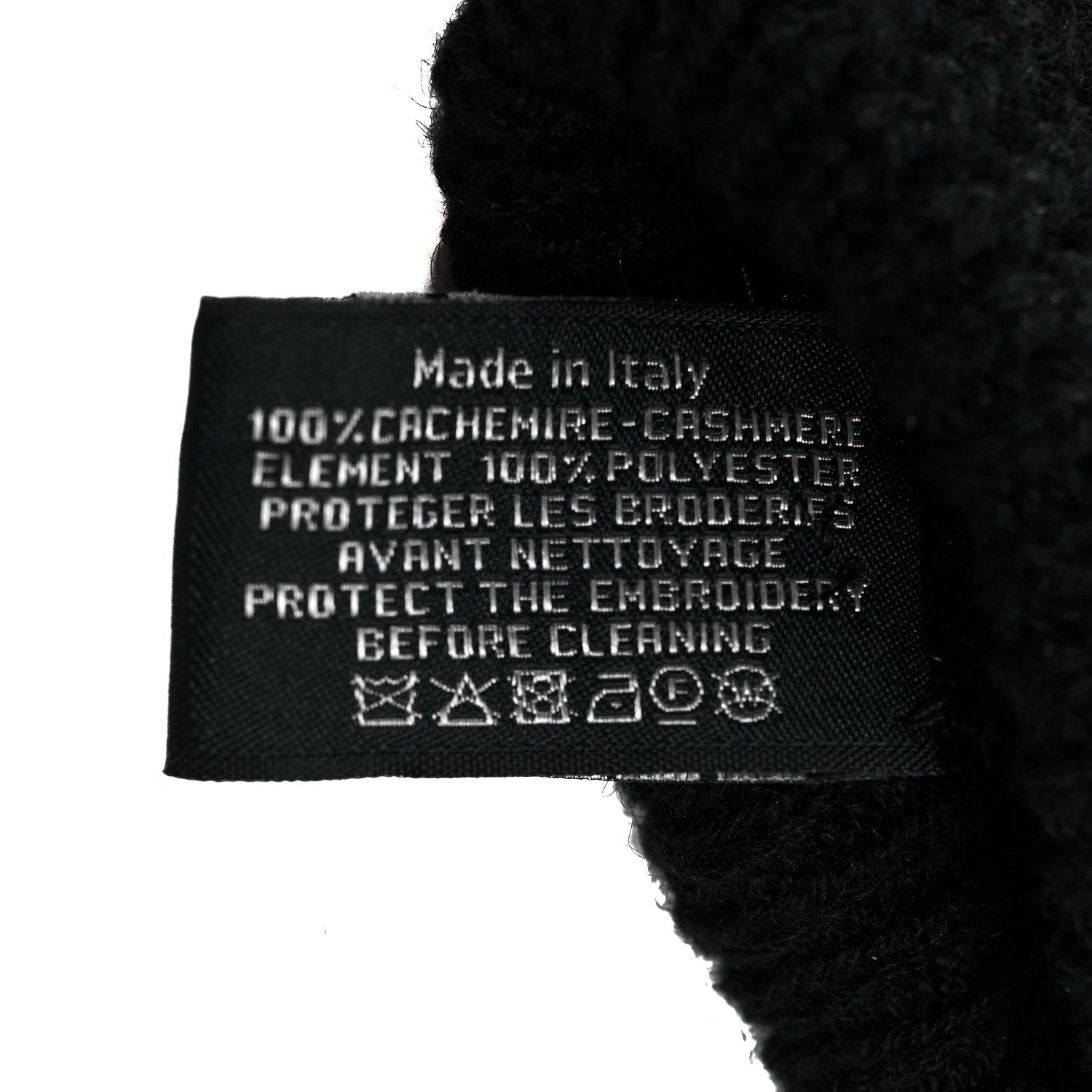 Chanel Cashmere Sequin Logo Gloves Black Gold 4 of 4