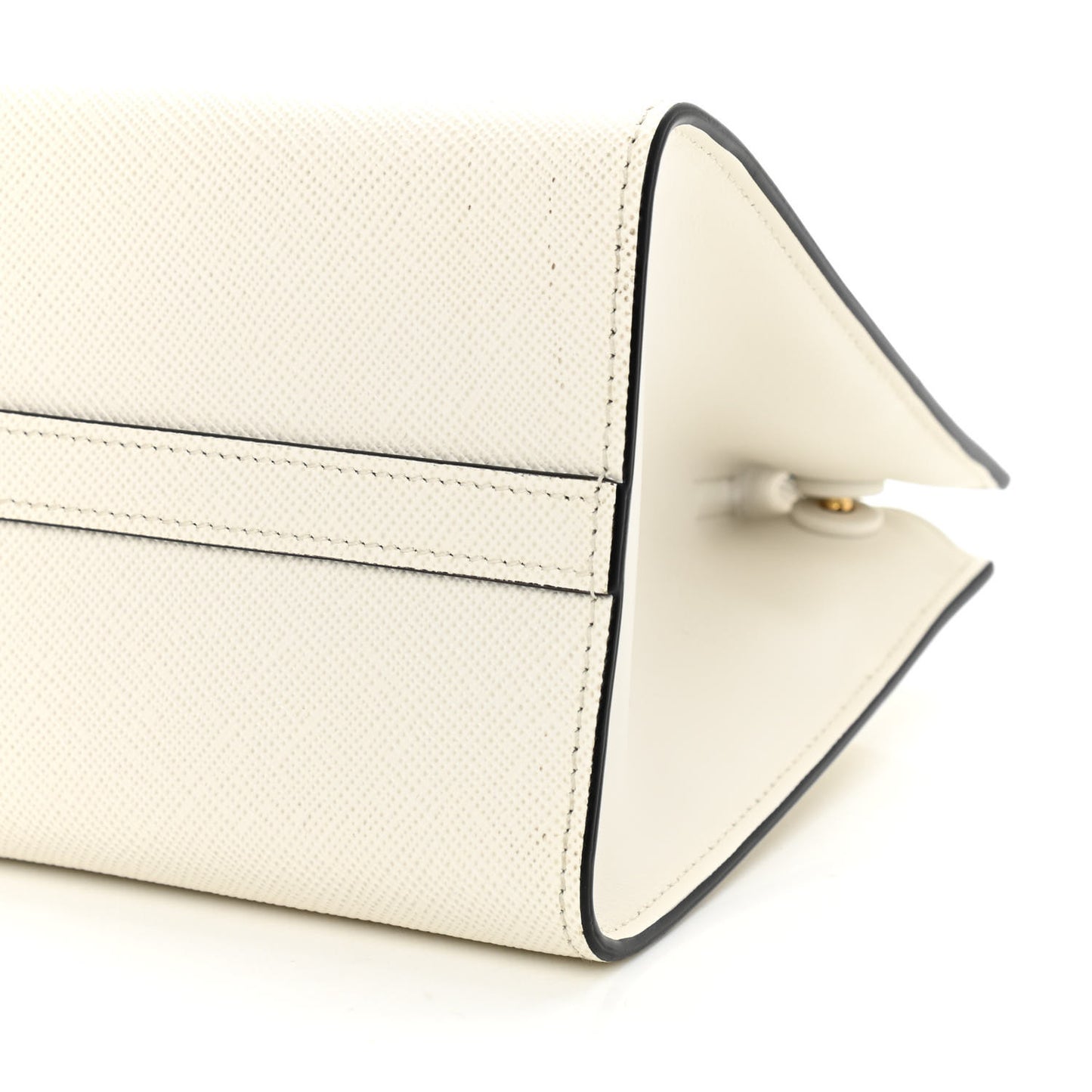 Saffiano Cuir Calfskin Small Monochrome Top Handle Tote White