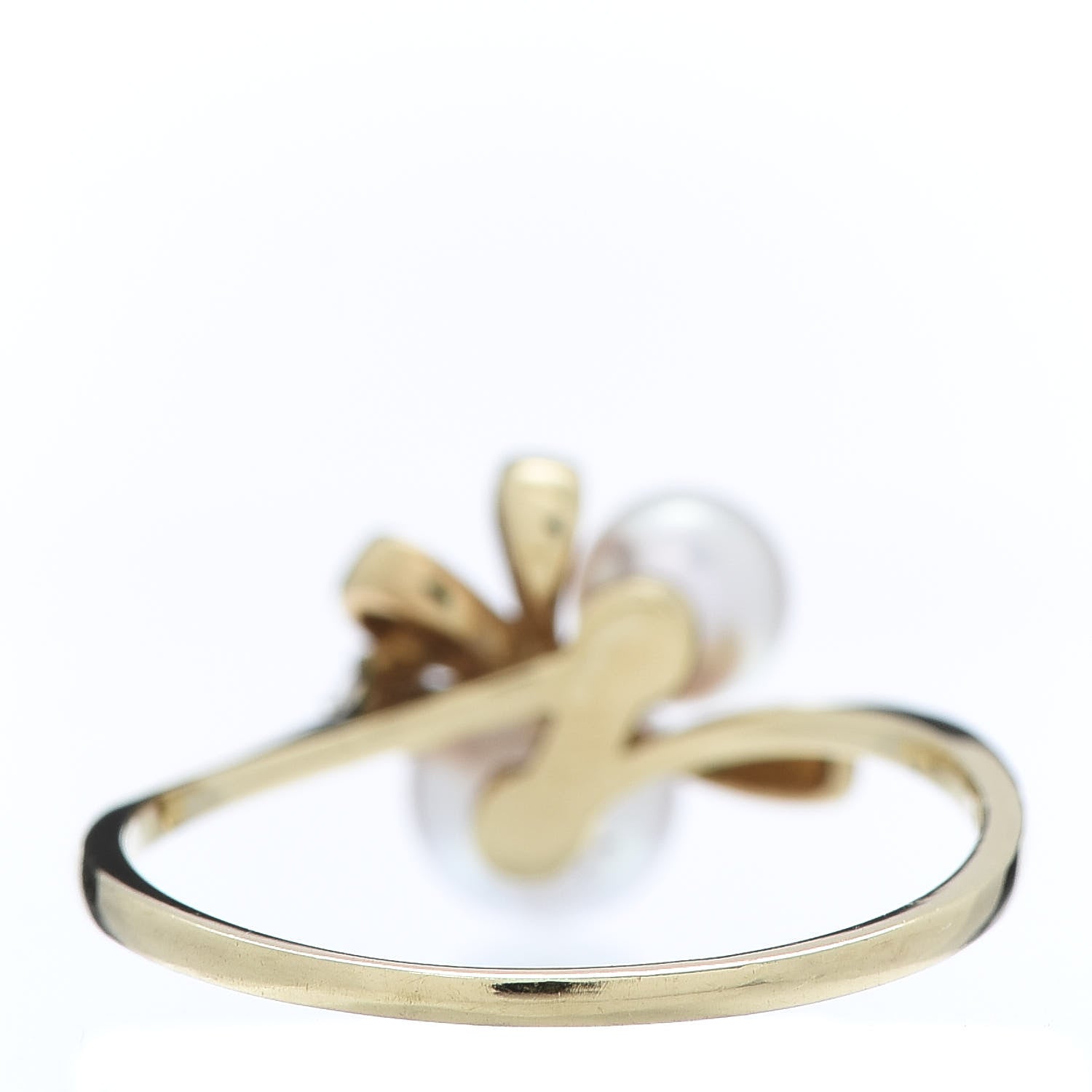 Mikimoto 18K Yellow Gold Diamond Pearl Cluster Ring 52 6 4 of 5