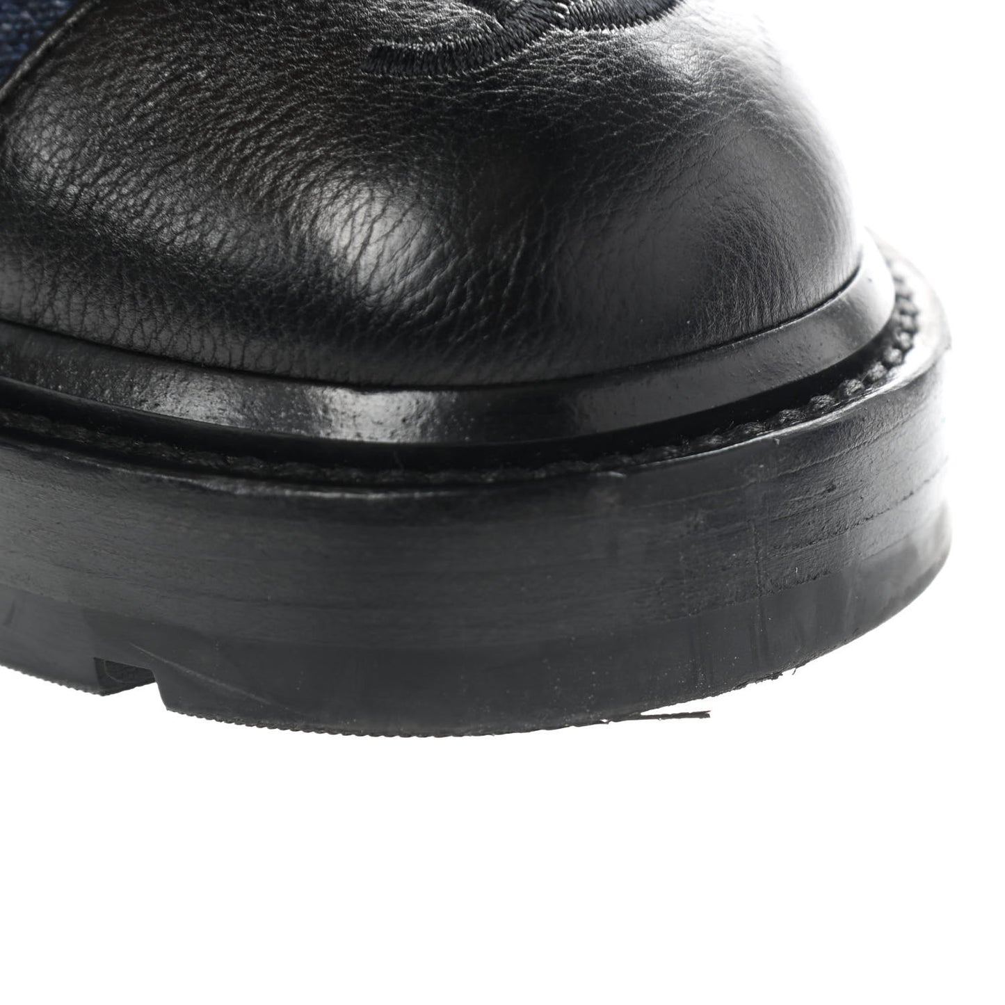 Shiny Calfskin Velvet Quilted Lace Up Combat Boots 39 Blue Black