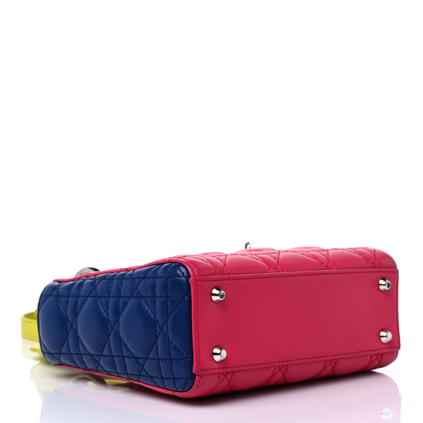 Lambskin Cannage Mini Tri-Color Lady Dior Pink Blue Yellow