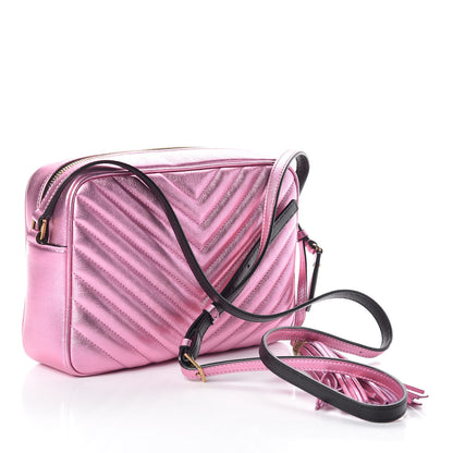 Saint Laurent Metallic Calfskin Matelasse Monogram Lou Camera Bag Vegas Pink 4 of 11