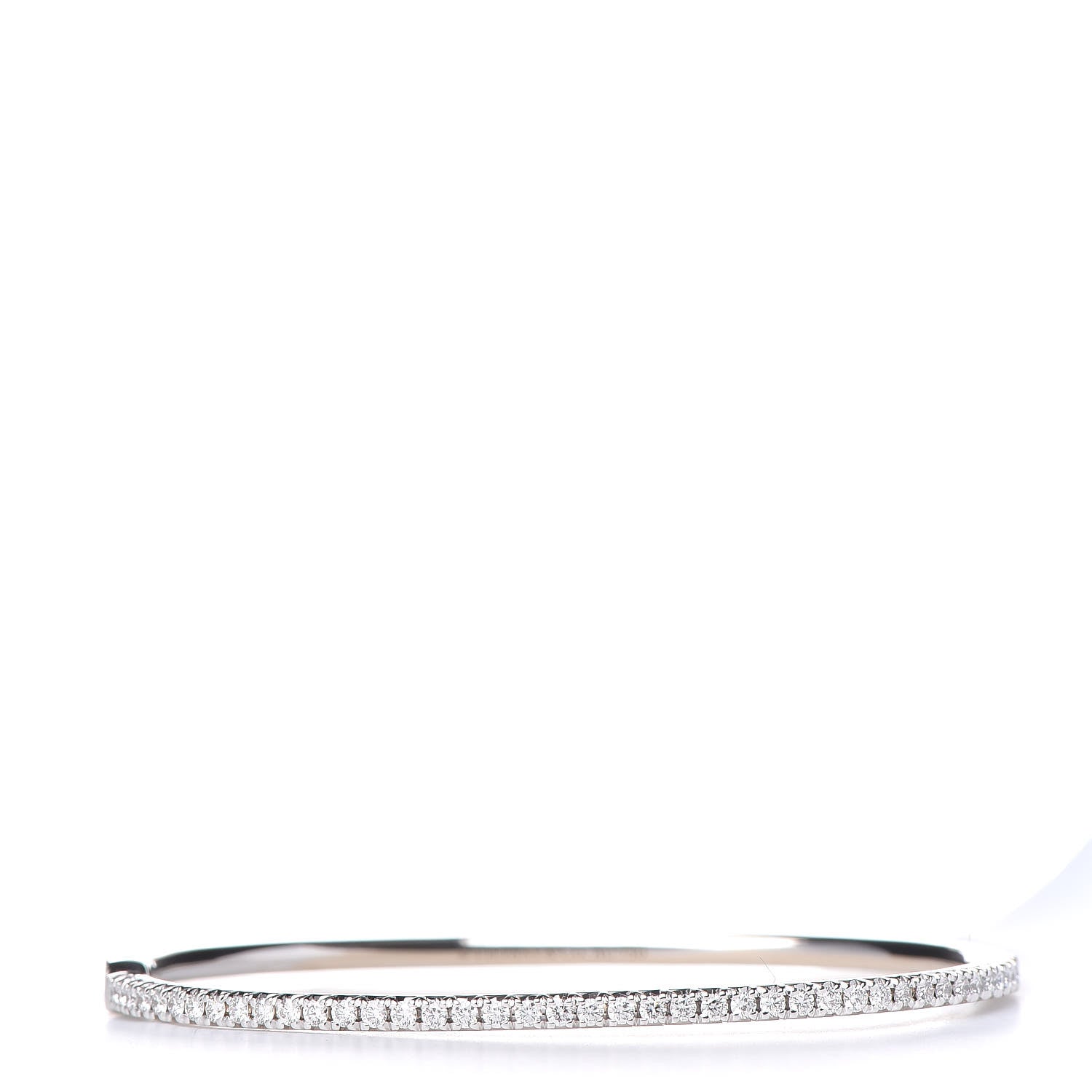 Tiffany 18K White Gold Diamond Metro Hinged Bangle 1 of 7