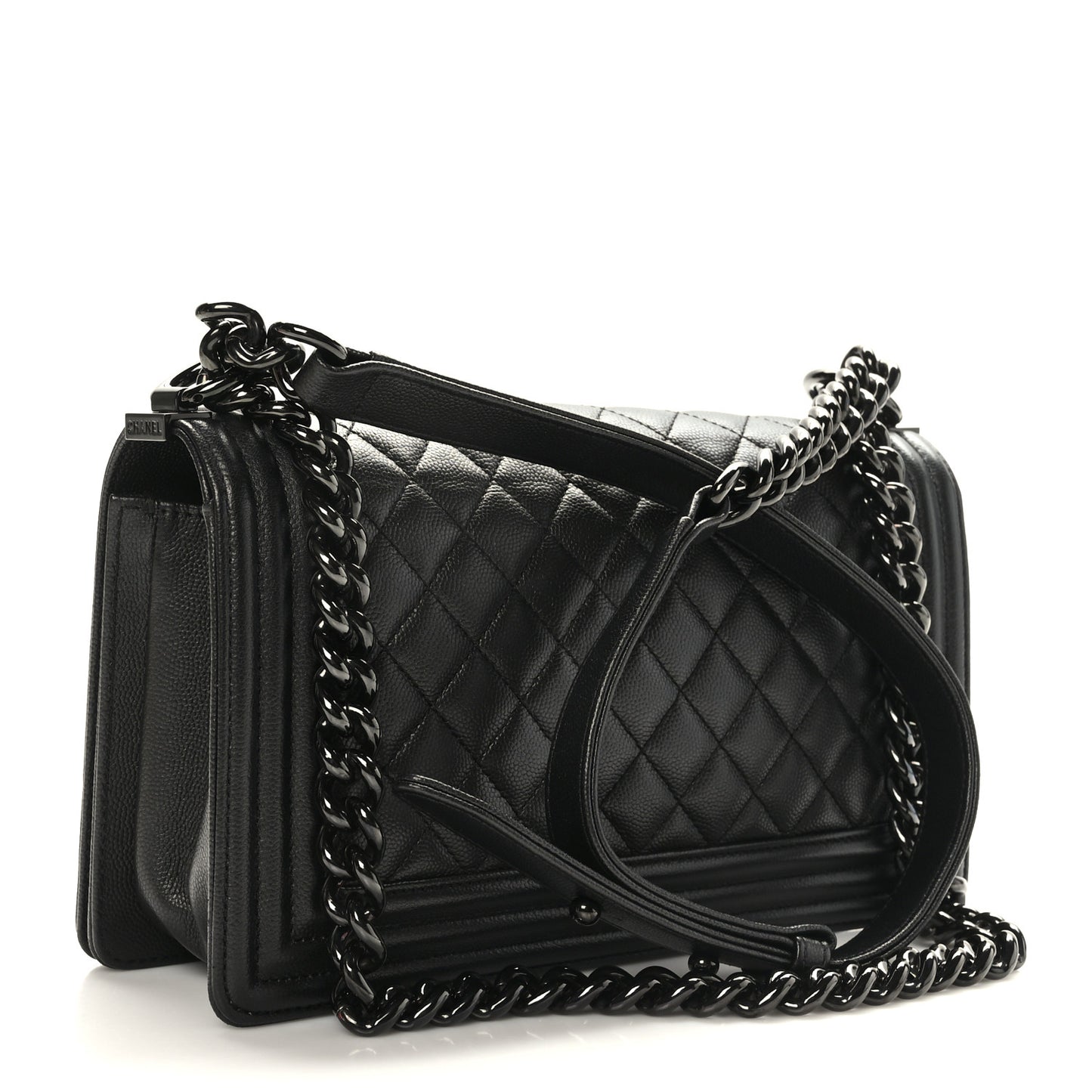 Caviar Quilted Medium Boy Flap So Black