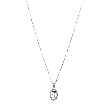 Cartier 18K Pink Gold Diamond Logo Paved Pendant Necklace 1 of 6