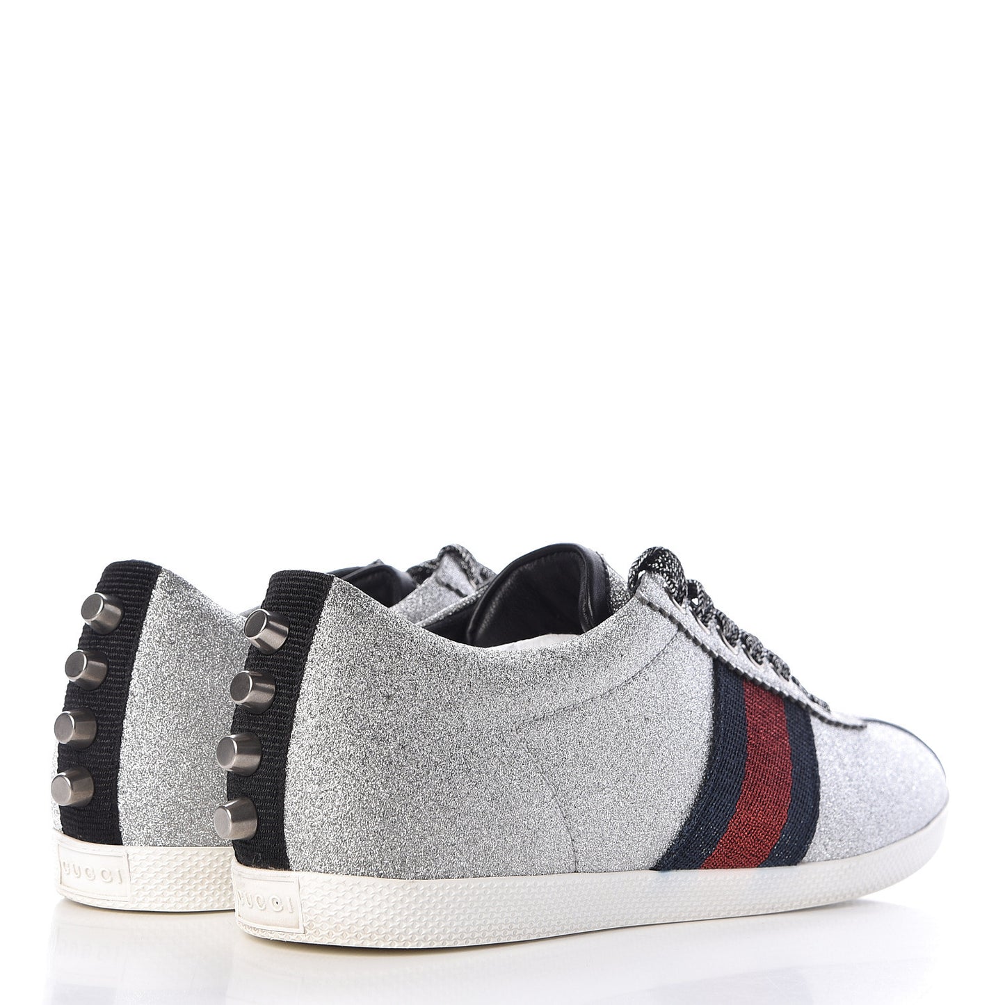 Glitter Fabric Studded Web Womens Sneakers 37 Silver