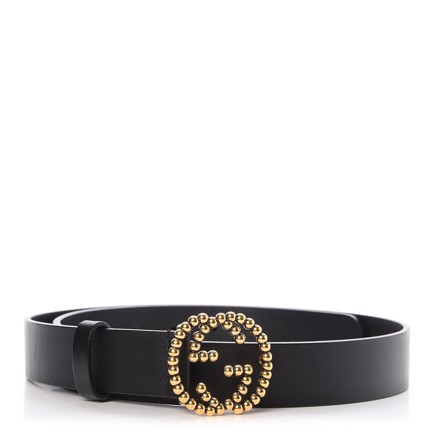 Gucci Margaux Calfskin Studded Interlocking G 30mm Belt 85 34 Black 1 of 7