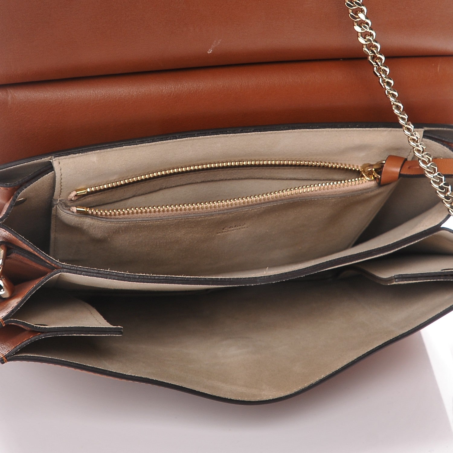 Chloe Suede Calfskin Medium Faye Shoulder Bag Tobacco 5 of 8