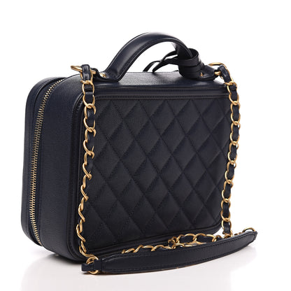 Chanel Caviar Quilted Medium CC Filigree Vanity Case Navy 2 of 9