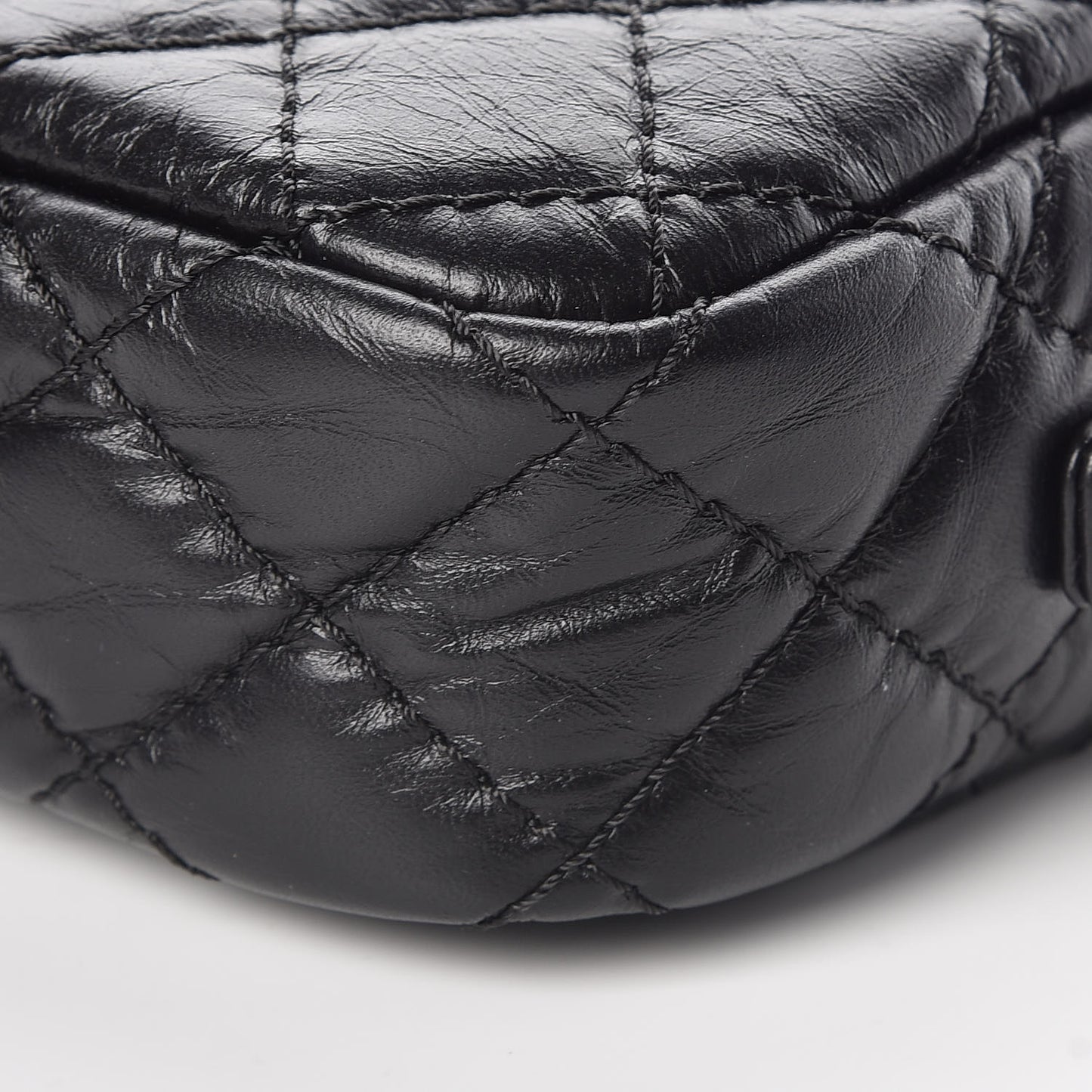 Aged Calfskin Quilted Mini Reissue Camera Case Black