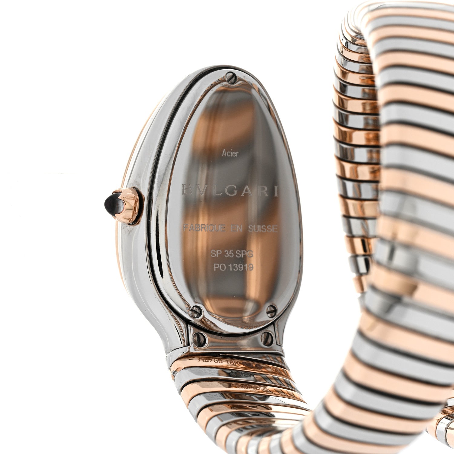 Bulgari Stainless Steel 18K Rose Gold Diamond Bezel 35mm Serpenti Tubogas Double Spiral Quartz Watch Black 4 of 5