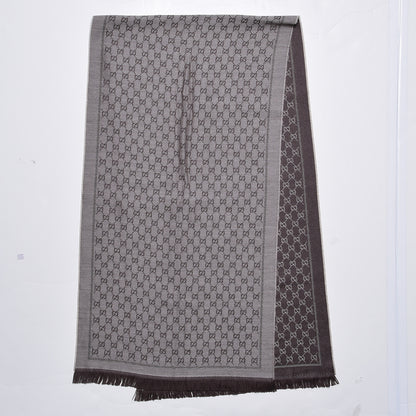 Gucci Wool Jacquard Monogram Fringe Scarf Brown 3 of 4