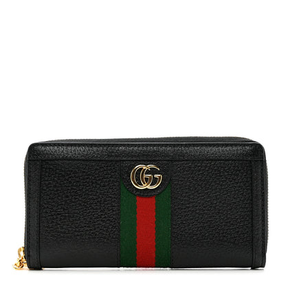 Gucci Calfskin Web Ophidia Zip Around Wallet Black 1 of 8