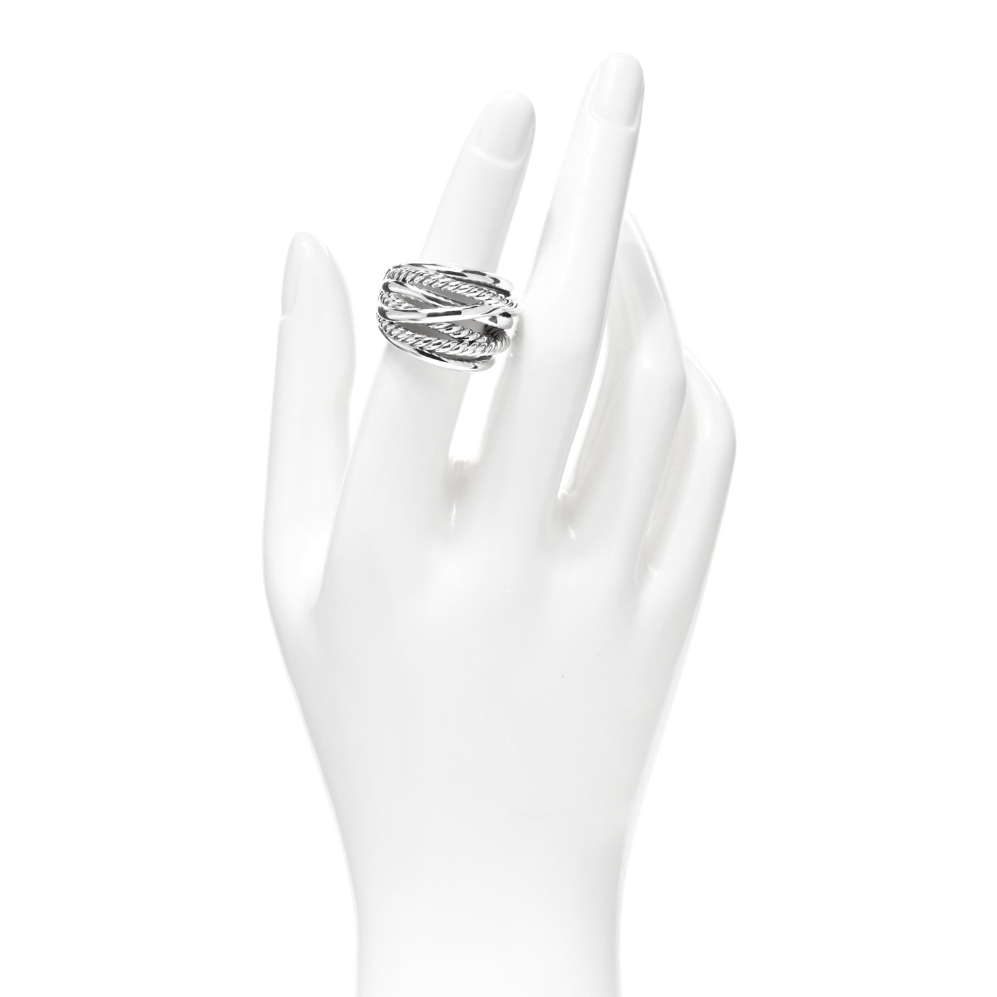 Sterling Silver 17mm Crossover Cable Ring 51 5.75