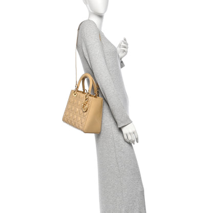 Christian Dior Patent Cannage Medium Lady Dior Beige 2 of 10