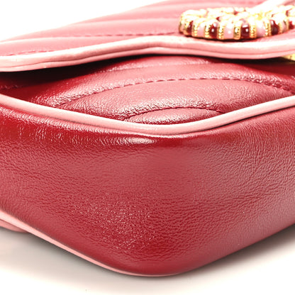 Gucci Azalea Calfskin Enamel Matelasse Diagonal Super Mini Torchon GG Marmont Shoulder Bag New Cherry Red Wild Rose 8 of 10