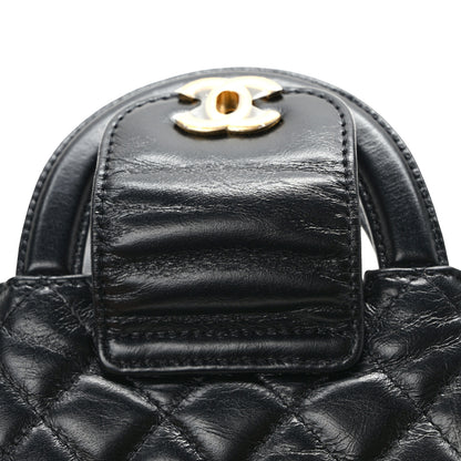 Chanel Shiny Aged Calfskin Quilted Mini Nano Kelly Shopper Black 11 of 12