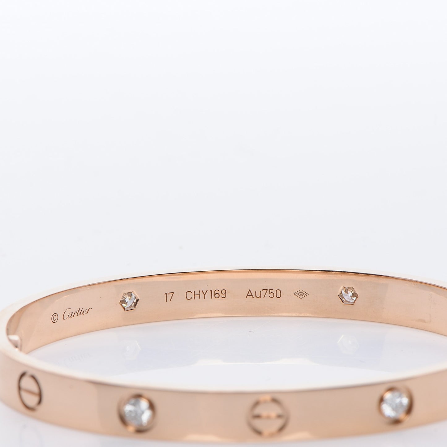 18K Pink Gold 4 Diamond LOVE Bracelet 17