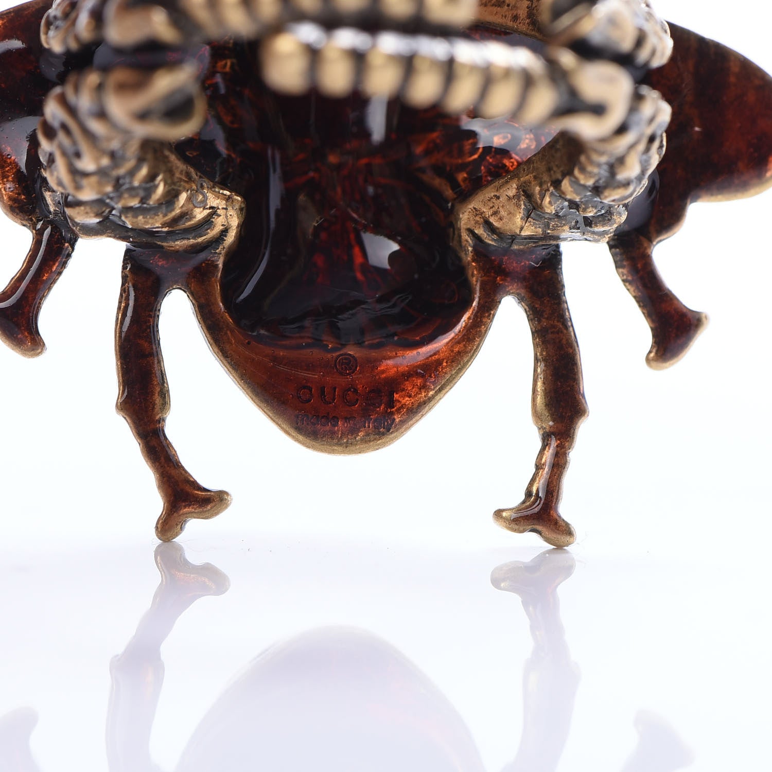 Gucci Metal Enamel Bee Ring 5 Aged Gold 5 of 5