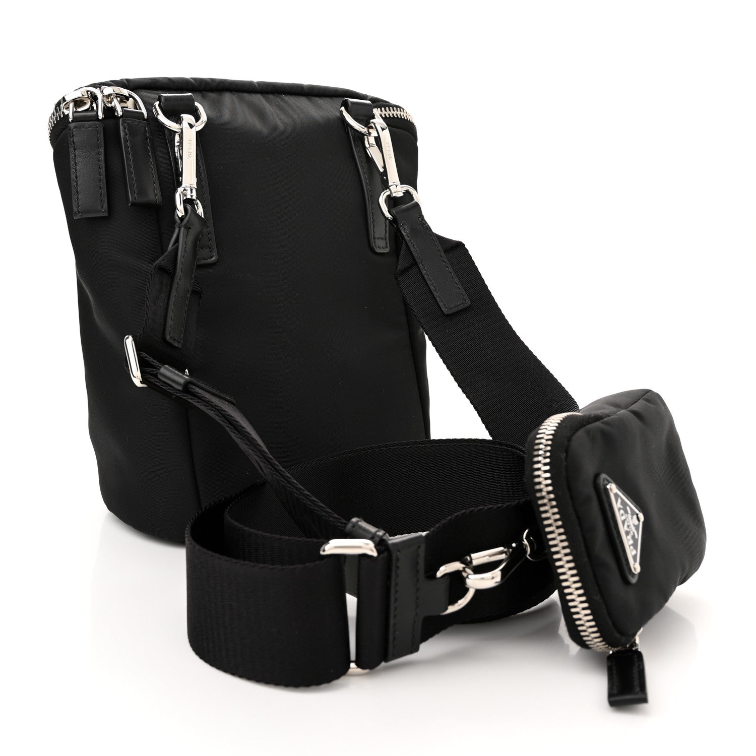 Prada Re-Nylon Tessuto Zipped Triangle Crossbody Bag Black 3 of 9